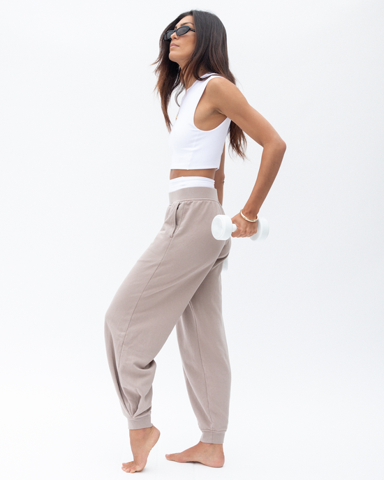 Rays Sleeveless Top - Coconut + Field Day Sweatpant - Beach (Size S)