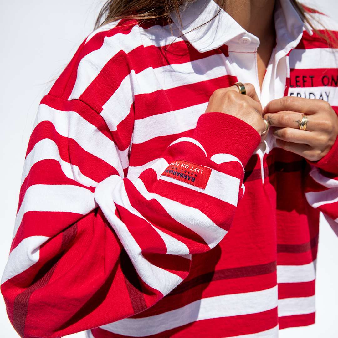 League Shirt Cropped - Red / White Multi Stripe