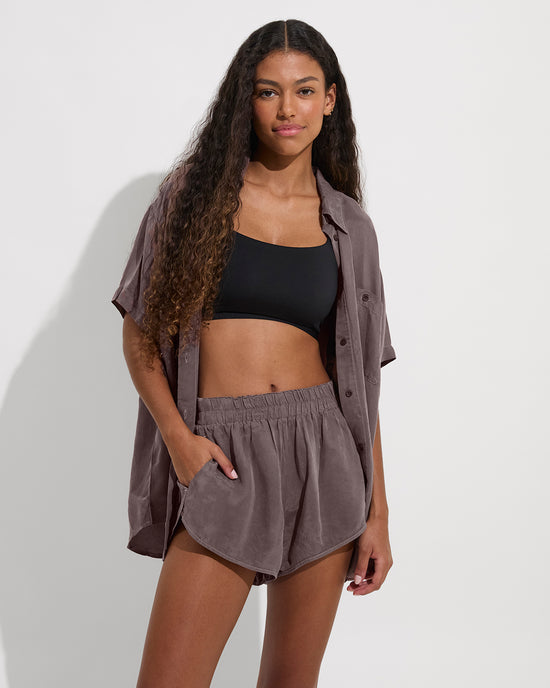 Top Shelf - Jet (32DDD, Size S) + Day Trip Button Down + Day Trip Short - Stormy (Size S)