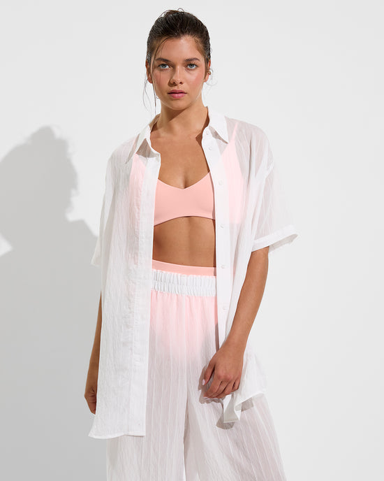 Day Trip Button Down + Day Trip Pant *Sheer Stripe - Coconut (Size S/M) + Sunday Top - Salt (Size S)