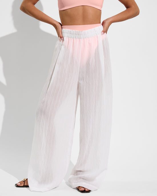 Sunday Top + Hi Hi Bottom - Salt + Day Trip Pant *Sheer Stripe - Coconut (Size S)