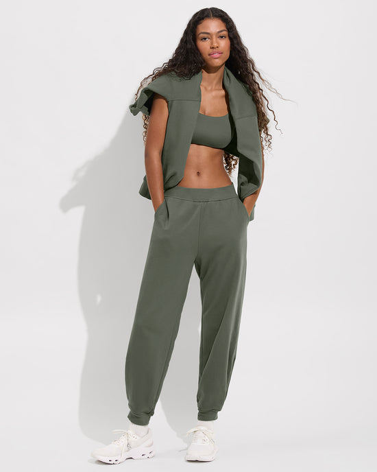 Pool Days Top D+ (32DDD, Size S) + Field Day Sweatshirt + Field Day Sweatpant - Agave (Size S)