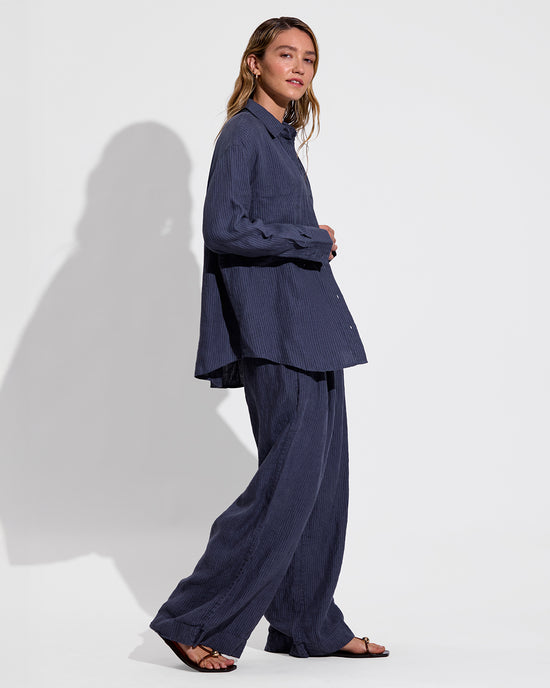 Getaway Button Down + Getaway Pant - Lagoon Stripe: Varsity/Coconut (Size S)