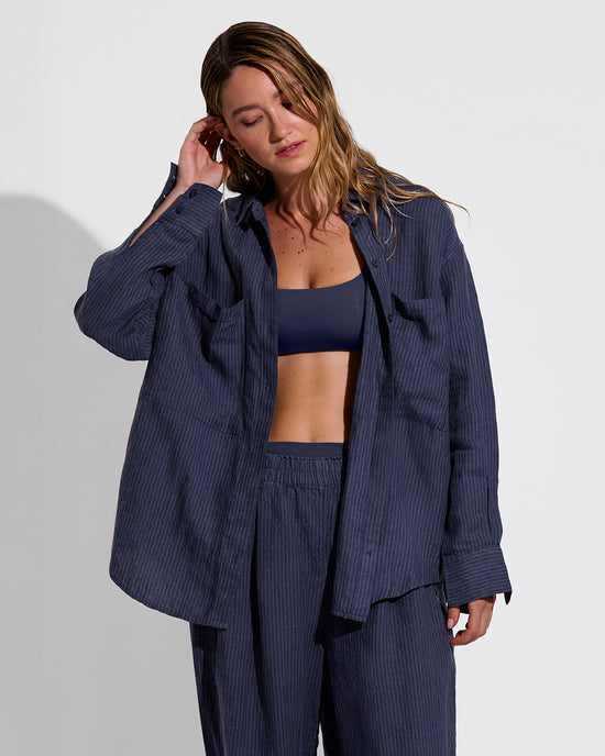 Getaway Button Down + Getaway Pant - Lagoon Stripe: Varsity/Coconut (Size S)