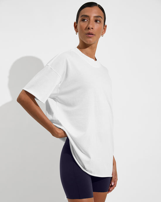Swell Oversized Tee - Coconut (Size S/M) + Super Moves Short 5" - Sprint (Size S)