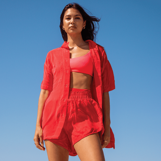 Day Trip Button Down - Sweet Chili Heat (S/M) + Pool Days Top - Rescue (Size S) + Day Trip Short - Sweet Chili Heat (Size S)