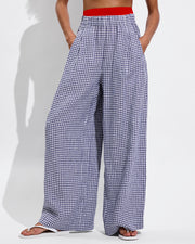 Coastal Pant - Gingham: Varsity/Coconut (Size S)