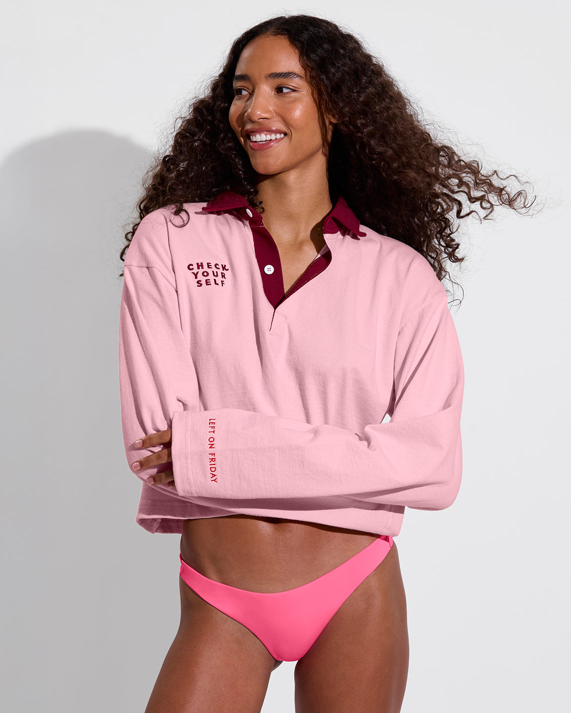 League Shirt Cropped - Check Yourself + Streamline Bottom - Zinc (Size S)