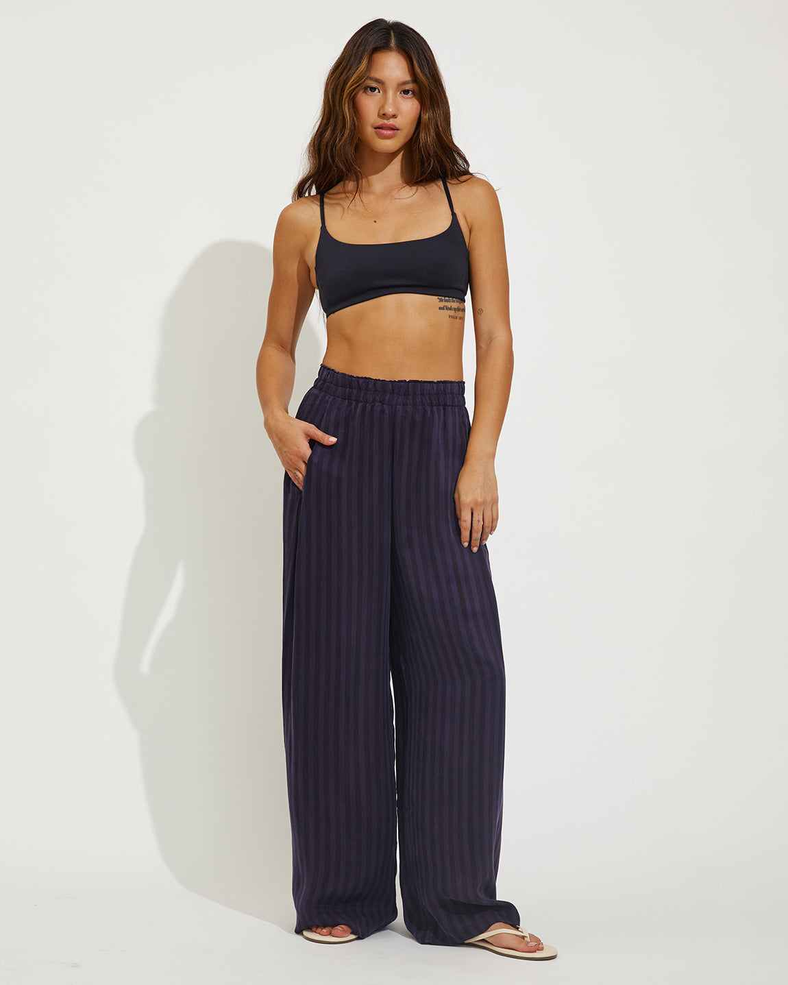 Pool Days Top - Jet + Day Trip Pant - Dark Sprint Stripe (Size S)
