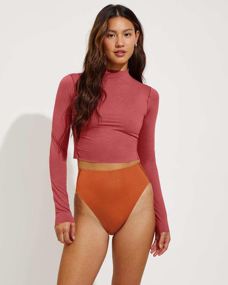 Rays Long Sleeve Mockneck Top - Camp + Hi Hi Bottom - Bronze (Size S)