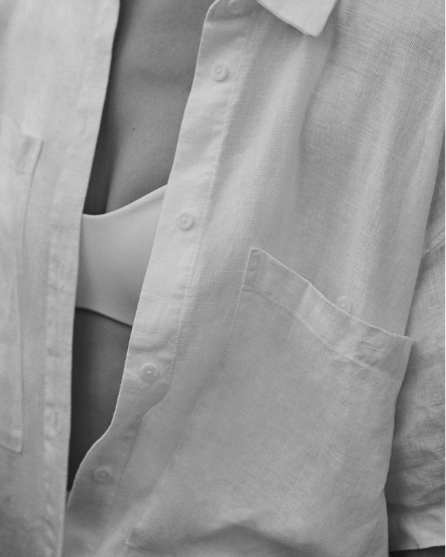 Getaway Shirt Dress in Coconut close up