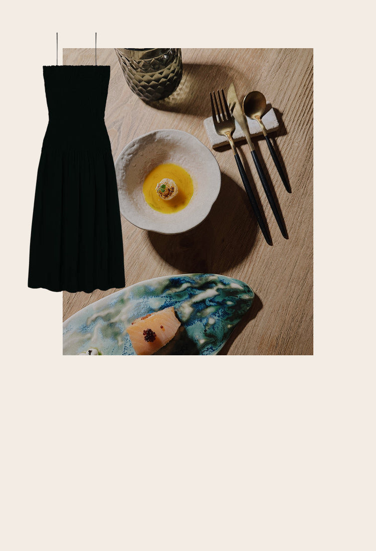 Cabana Midi Dress - Jet in a collage
