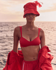 La Plage Top + Layup Short + Towel To Go Hat in Sweet Chili Heat