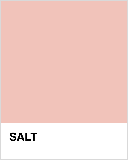 Light pink swatch with 'SALT' text on a white background