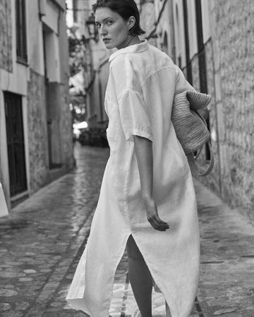 Getaway Shirt Dress in Coconut