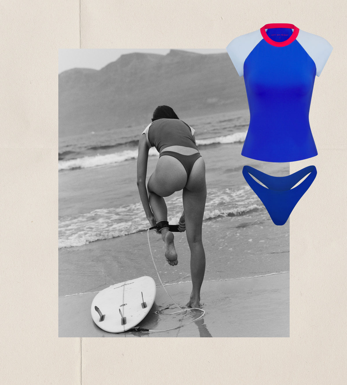 Wipeout SS Top - First Place / Blue Skies / Sweet Chili Heat + Backside Thong First Place in a collage