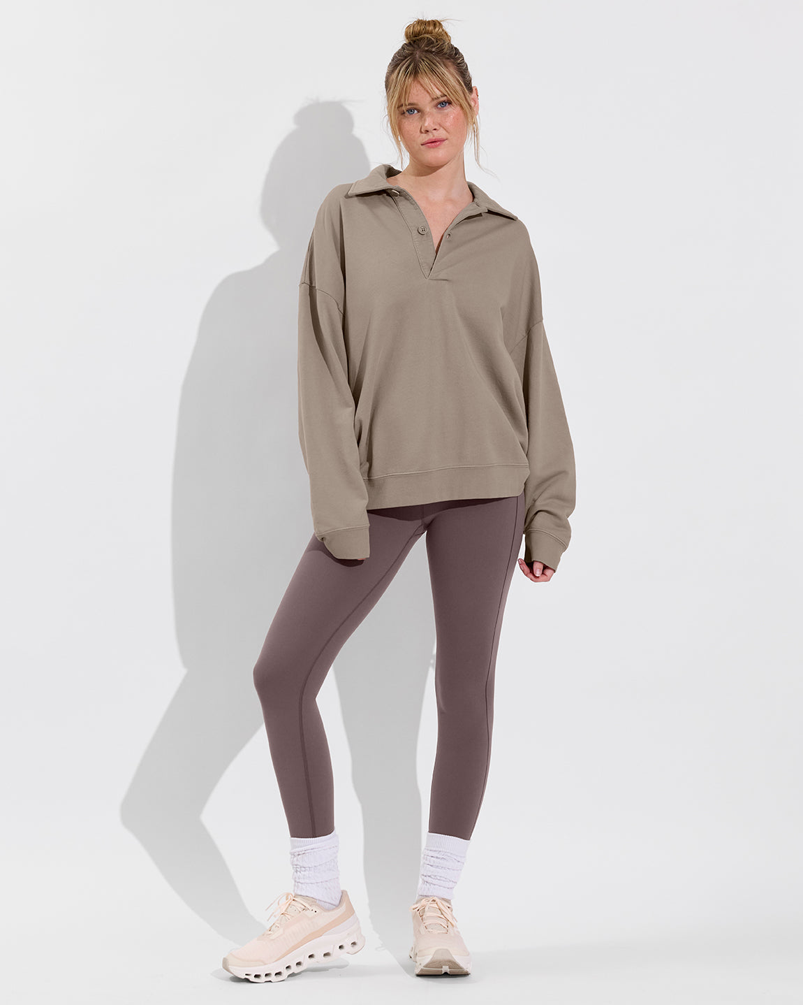 Half Time Sweatshirt - Beach + Double Scoop Playsuit 27" - Stormy (Size S)