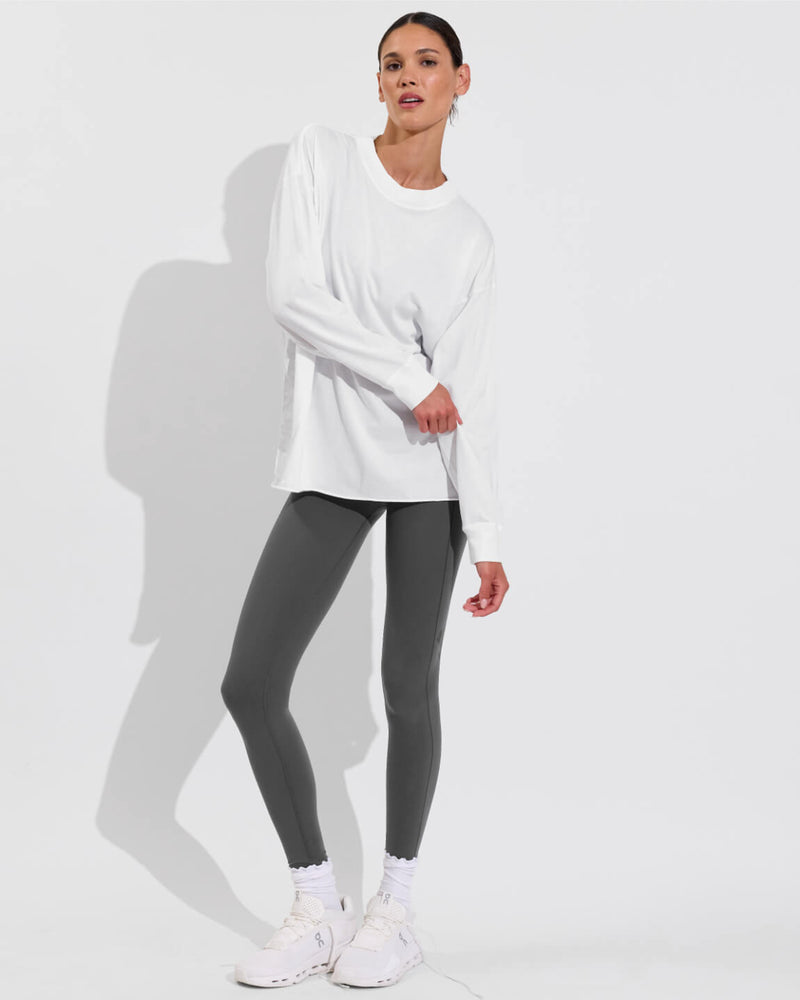 Swell Oversized Long Sleeve Tee - Coconut (Size S/M) + Plunge Playsuit 27" - Eclipse (Size S) 