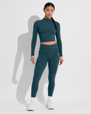 Rays Long Sleeve Top + Super Moves Tight - Deep End (Size S)