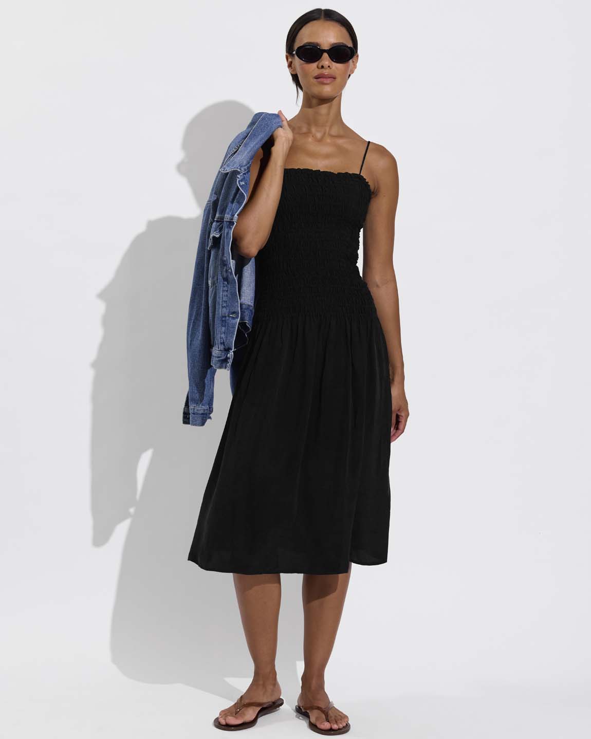 Cabana Midi Dress - Jet (Size S/M)