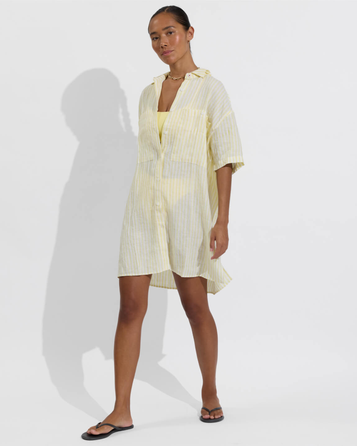 Getaway Mini Dress - Bungalow Stripe: Melt / Coconut (Size S/M)