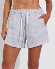 Getaway Short 5" - Coastal Stripe: Varsity / Coconut (Size S)