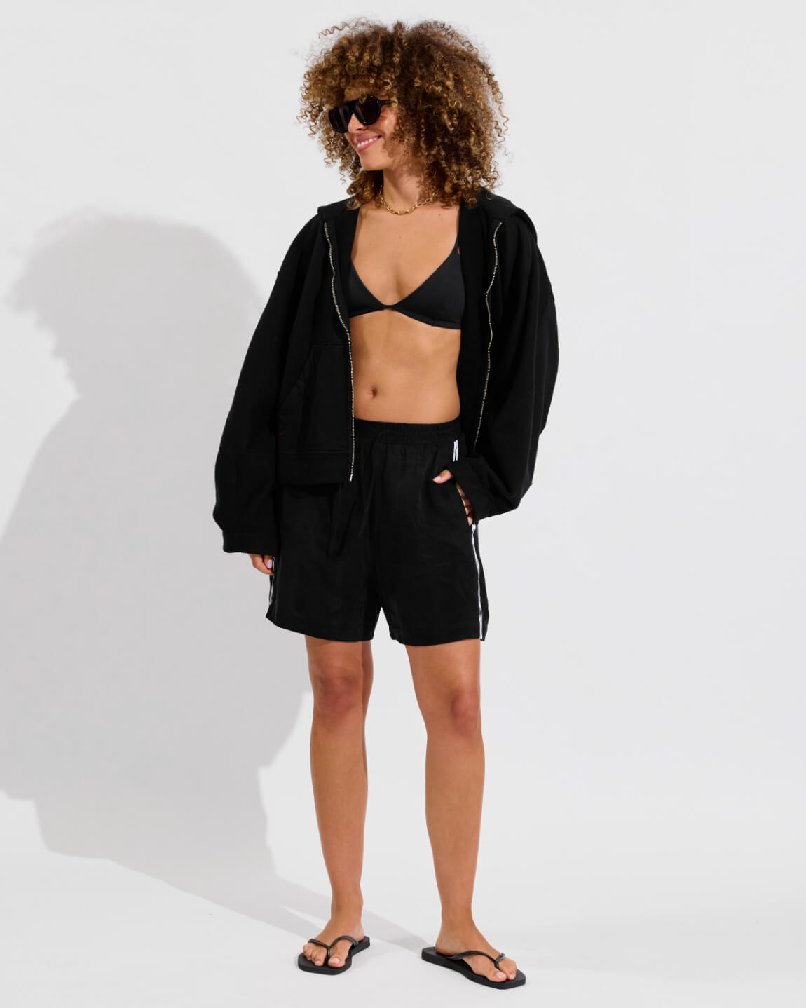 Beach Side Hoodie (Size S/M) + Sandy Top + Layup Short 4" - Jet (Size S)