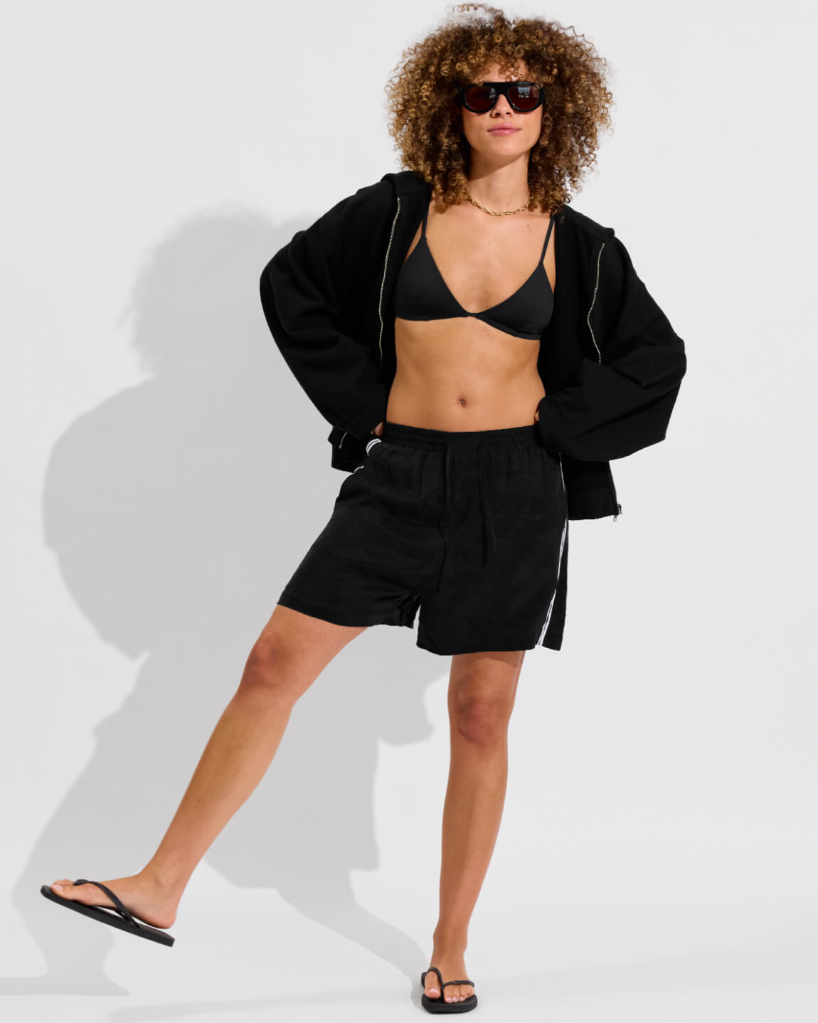 Beach Side Hoodie (Size S/M) + Sandy Top + Layup Short 4" - Jet (Size S)