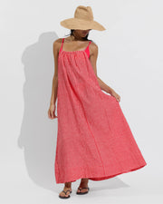 Club Top Micro - Rescue / Sweet Chili Heat (Size S) + Leisure Maxi Dress - Gingham: Sweet Chili Heat / Coconut (Size S/M)