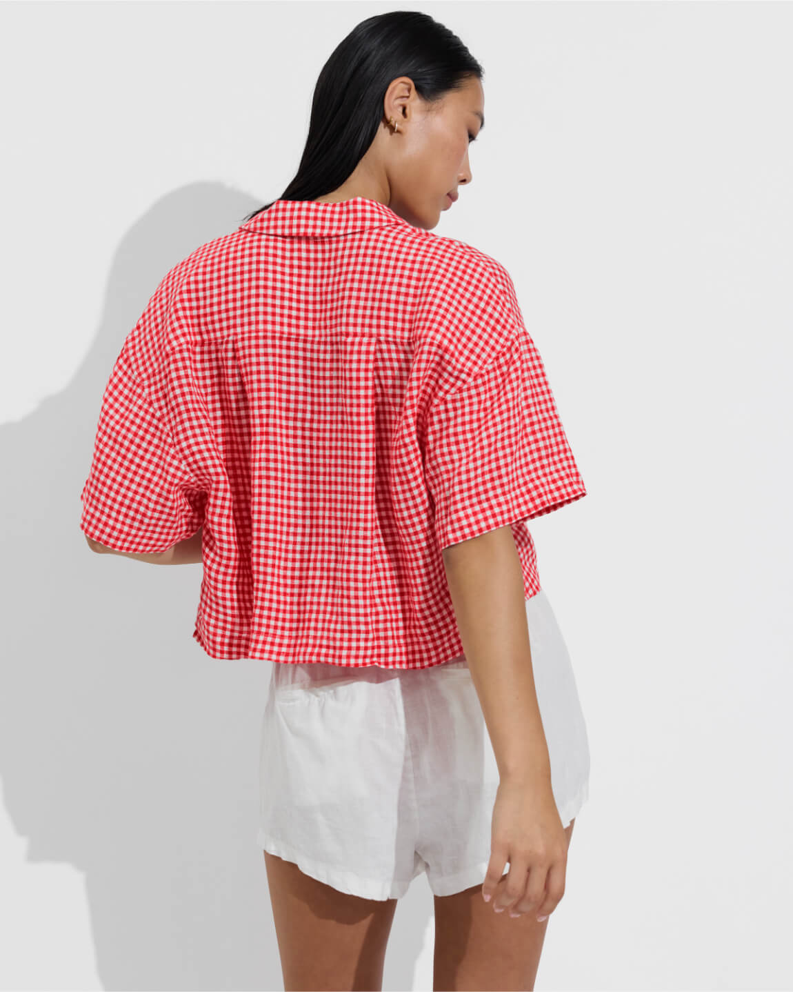 Leisure Shirt - Gingham: Sweet Chili Heat / Coconut (Size S/M) + Getaway Short 2.5" - Coconut (Size S)