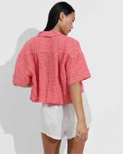 Leisure Shirt - Gingham: Sweet Chili Heat / Coconut (Size S/M) + Getaway Short 2.5" - Coconut (Size S)