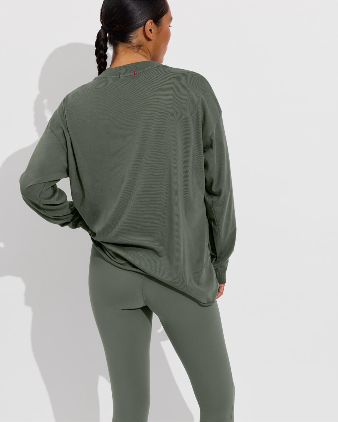 Swell Oversized Long Sleeve Tee (Size S/M) + Super Moves Tight - Agave (Size S)