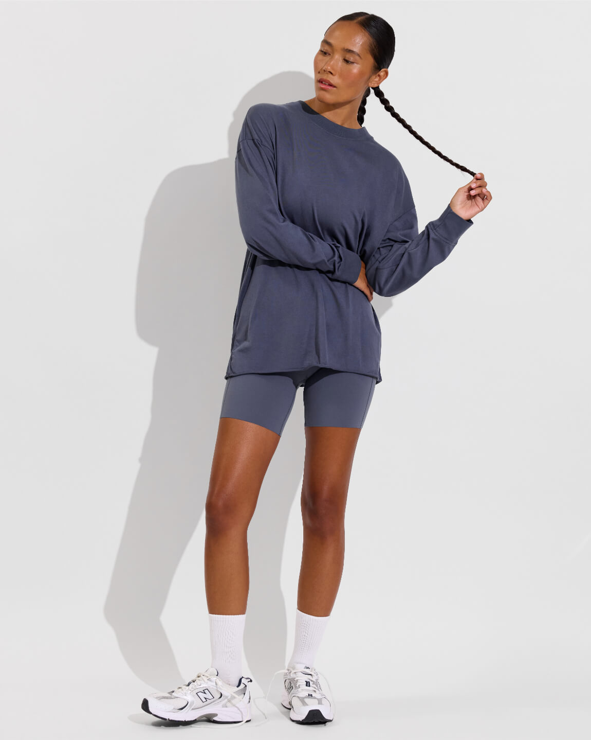 Swell Oversized Long Sleeve Tee (Size S/M) + Super Moves Short 5" - Varsity
