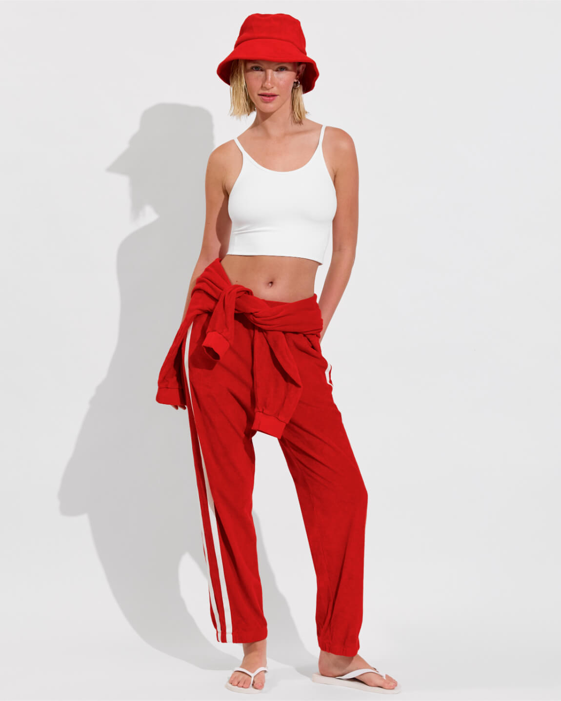 Towel To Go Hat (Size S/M) + Towel To Go Jogger - Sweet Chili Heat + Barre Tank - Coconut (Size S)