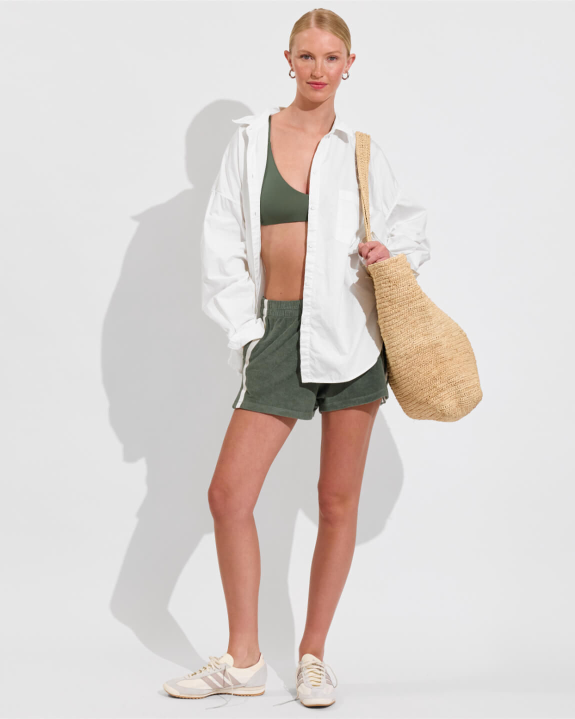 Sunday Top + Towel To Go Short - Agave + Port Button Down - Coconut (Size S)