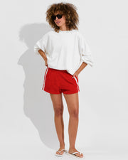 Sports & Rec Sweatshirt - Coconut + Towel To Go Short - Sweet Chili Heat (Size S)