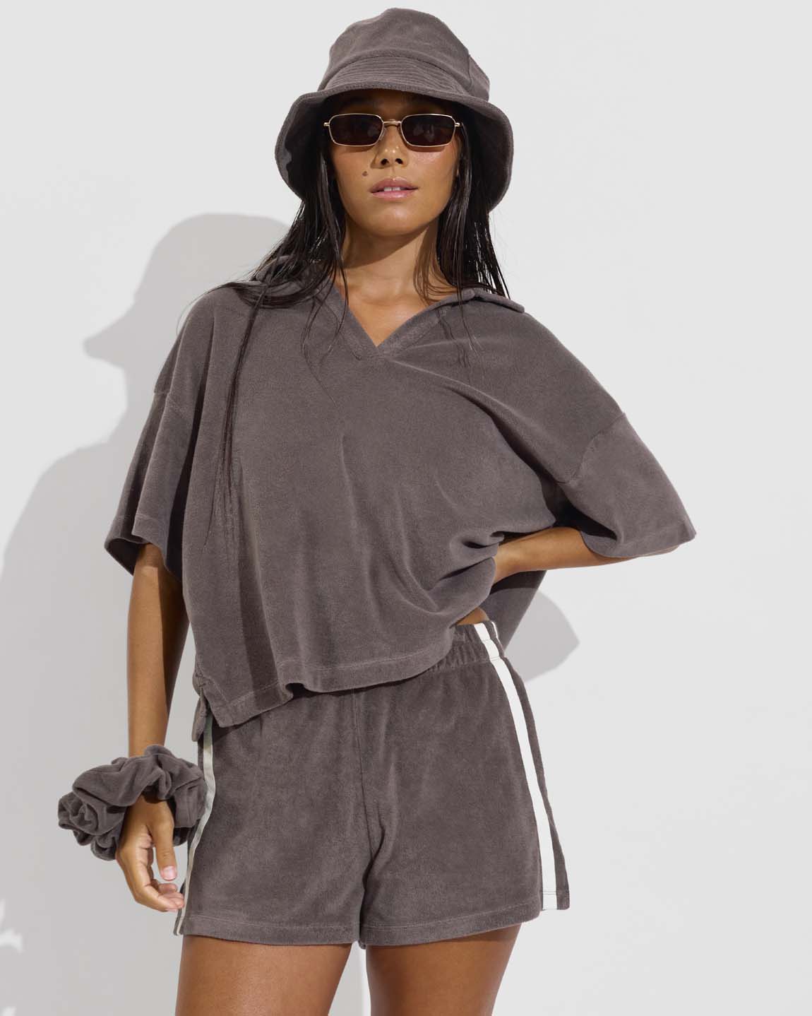 Towel To Go Top (Size S/M) + Towel To Go Short (Size S) + Towel To Go Hat + Towel to Go Scrunchie - Stormy