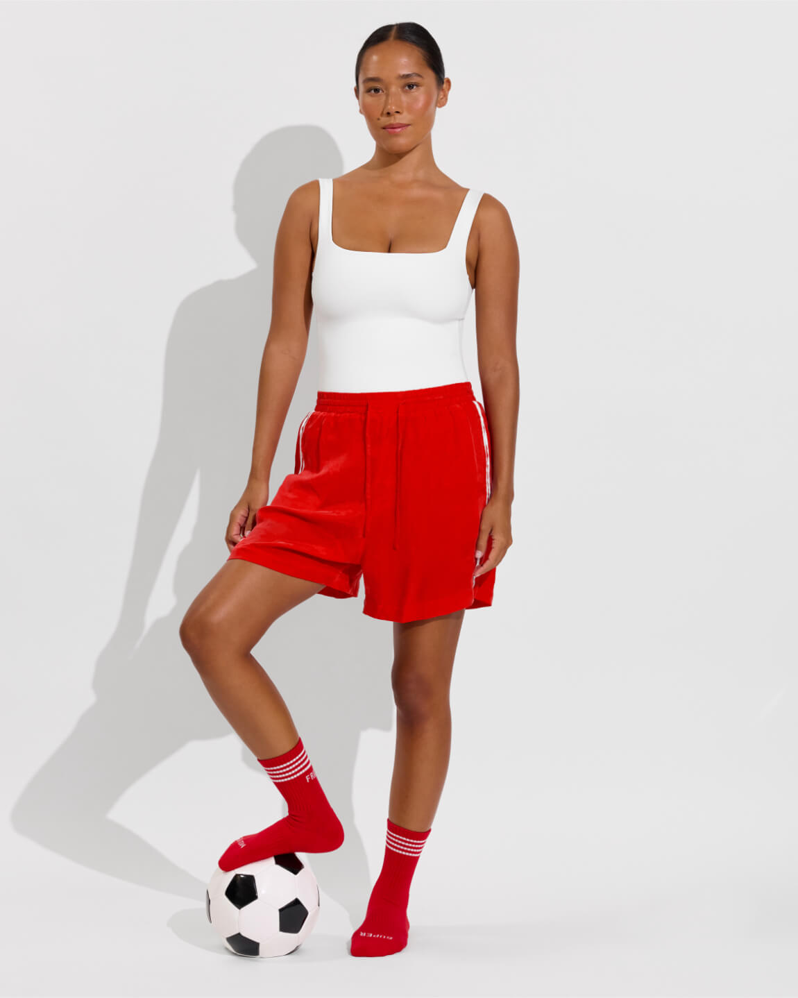 Streamline Suit -Coconut + Layup Short 4" - Sweet Chili Heat (Size S) + Tracky Sock - Super Moves
