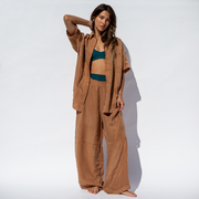 Sunday Top - Deep End + Day Trip Button Down + Day Trip Pant - Tan Lines (Size S)