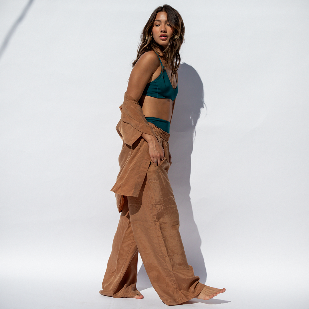Sunday Top - Deep End + Day Trip Button Down + Day Trip Pant - Tan Lines (Size S)