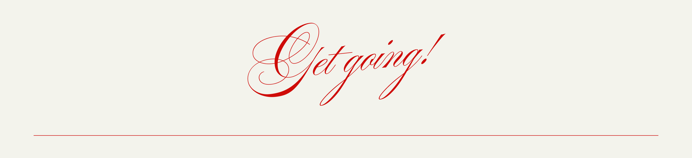 Red text 'Get going!' on a white background