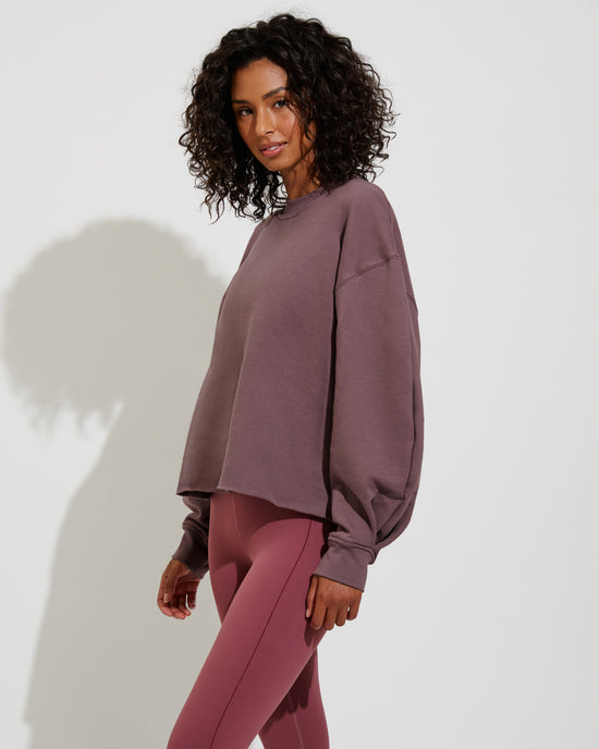 Field Day Sweatshirt - Stormy + Plunge Playsuit - Desert Plum (Size S)