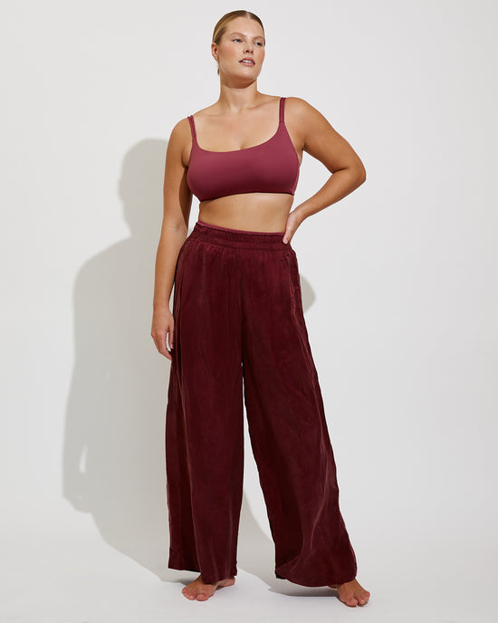 Pool Days Top D+ (36DD) - Desert Plum + Day Trip Pant - Jam (Size L)