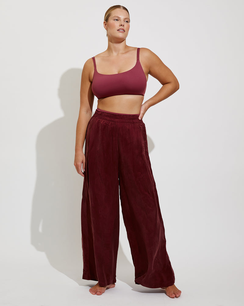 Pool Days Top D+ (36DD) - Desert Plum + Day Trip Pant - Jam (Size L)