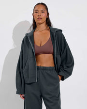 Beach Side Hoodie + Beach Side Sweatpant - Abyss (Size S) + Sunday Top D+ - Stormy (32DD, Size S) 
