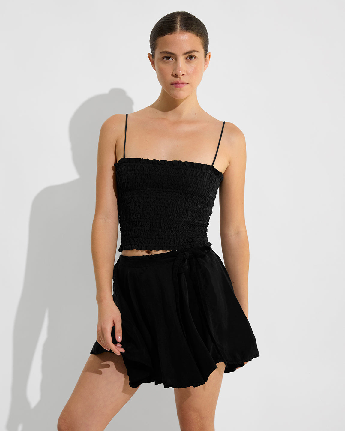 バレエ stina black ribbon wrap skirt/off white stina / black ribbon wrap skirt / off white