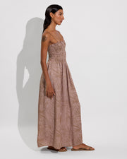 Cabana Maxi Dress - Petite Palm Fronds Tan (Size S/M)