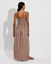 Cabana Maxi Dress - Petite Palm Fronds Tan (Size S/M)