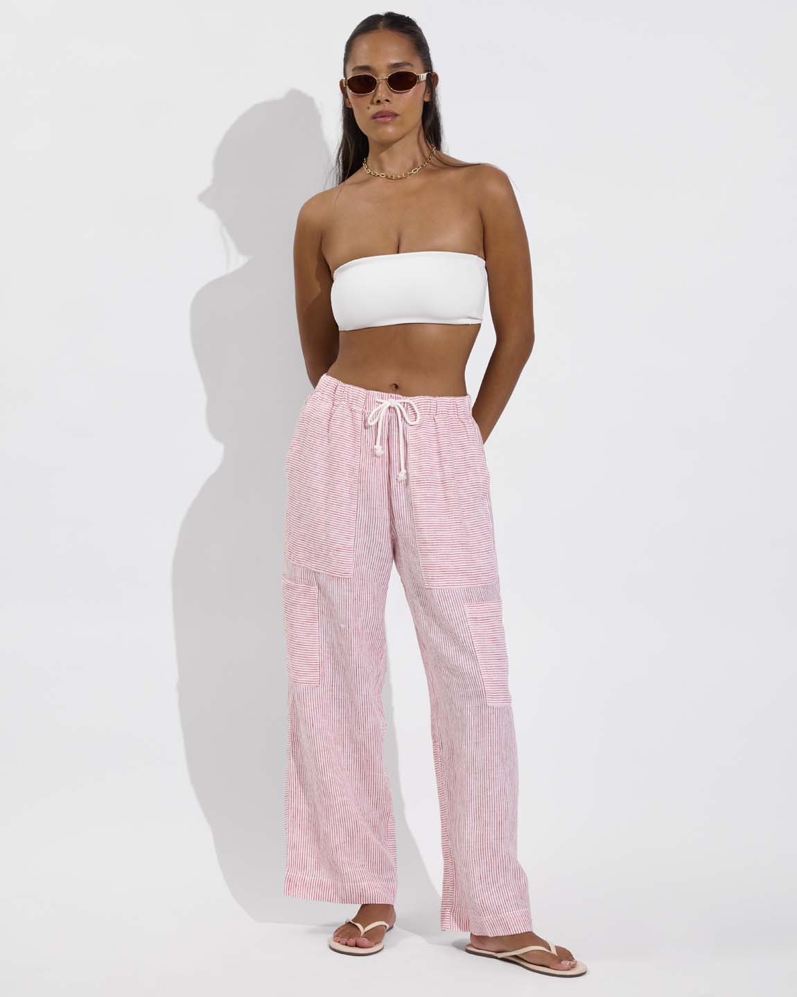 Tubular Top - Coconut (Size S) + Carry On Pant - Coastal Stripe: Sweet Chili Heat / Coconut (Size S)