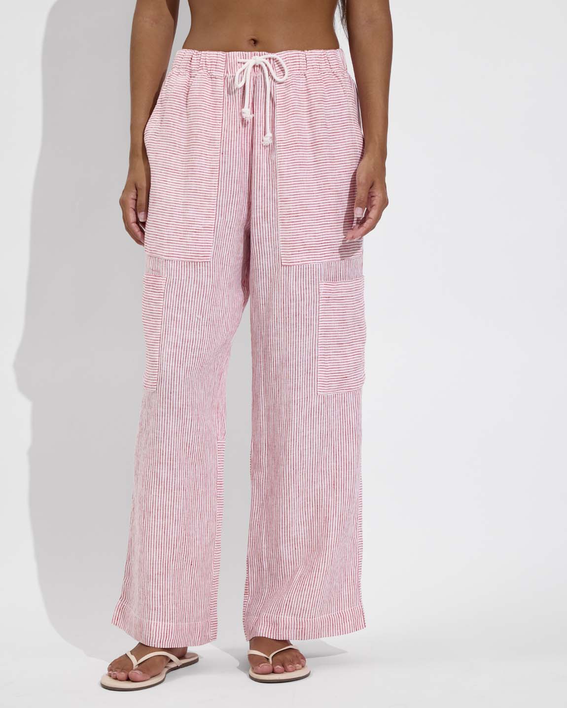 Carry On Pant - Coastal Stripe: Sweet Chili Heat / Coconut (Size S)